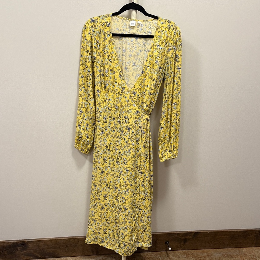 GAP Yellow Floral Long Sleeve Dress
